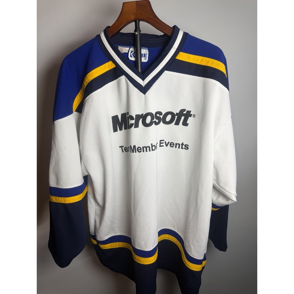 Vintage Rare Microsoft Windows Athletic Knit Kobe Hockey Jersey 1990s Made In Ca